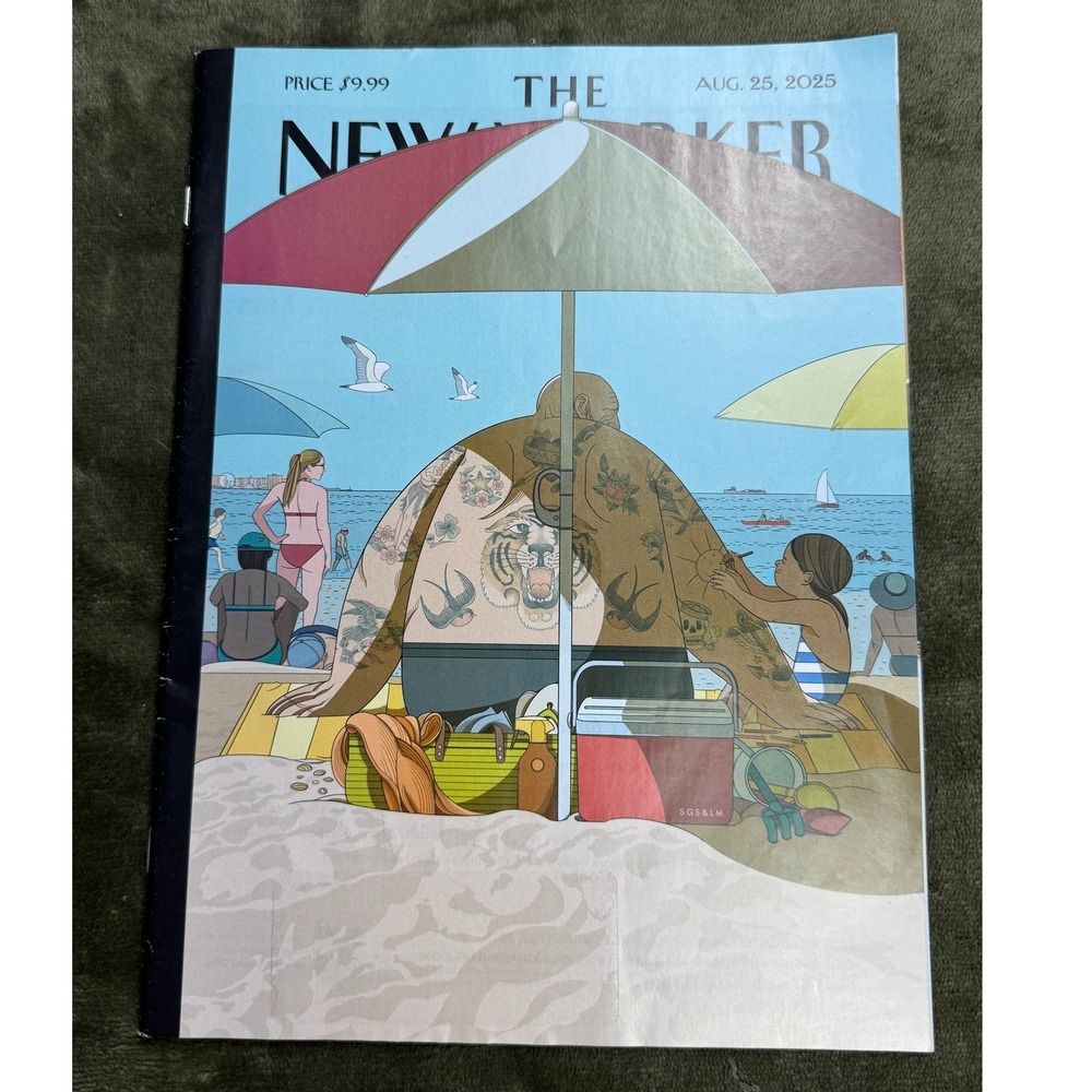The New Yorker Magazine August 25 2025 Pam Bondi Power Play Beach Tattoo‎ Cover